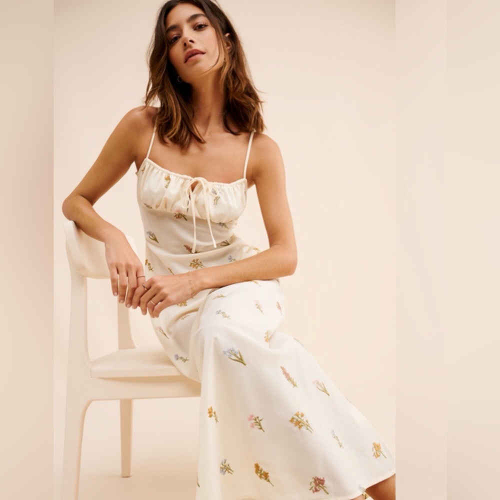 Weworewhat Cami Midi Dress Small Flowers | Antique White , Size L - NWT